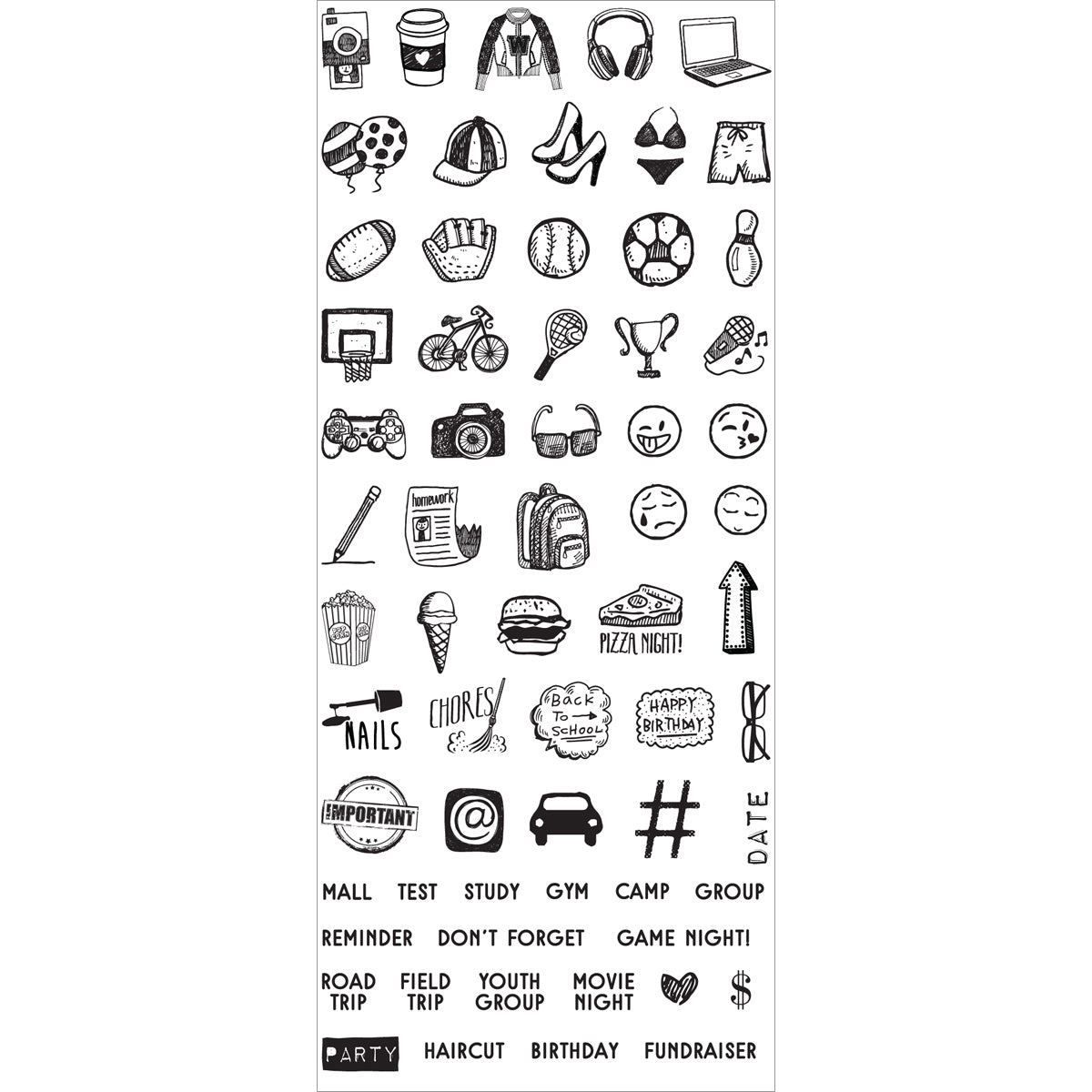 Prima Marketing My Prima Planner Clear Stamps - Teen Mini Icons & Words