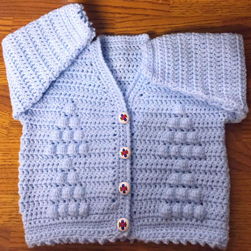 Baby Crochet Cardigan Pattern in DK (Sizes: 3 Months - 6 Years) (1018)