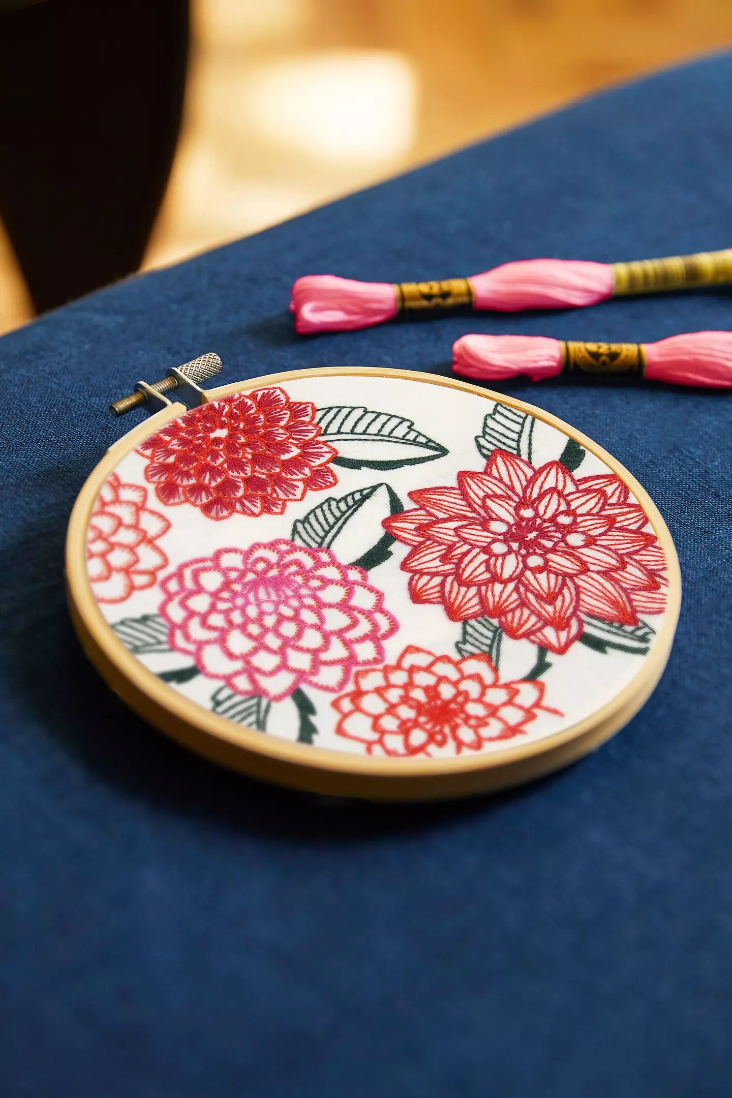 DMC Dahlias by Marie-Dominique Procureur Easy Embroidery Kit