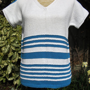 2 Tone Striped V Neck Sweater