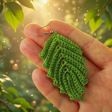 Crochet Leaf Earrings PDF Pattern + Video Tutorial
