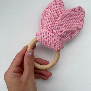 Bunny ears teething ring