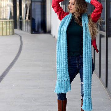 Svalbard knit super scarf with fringe