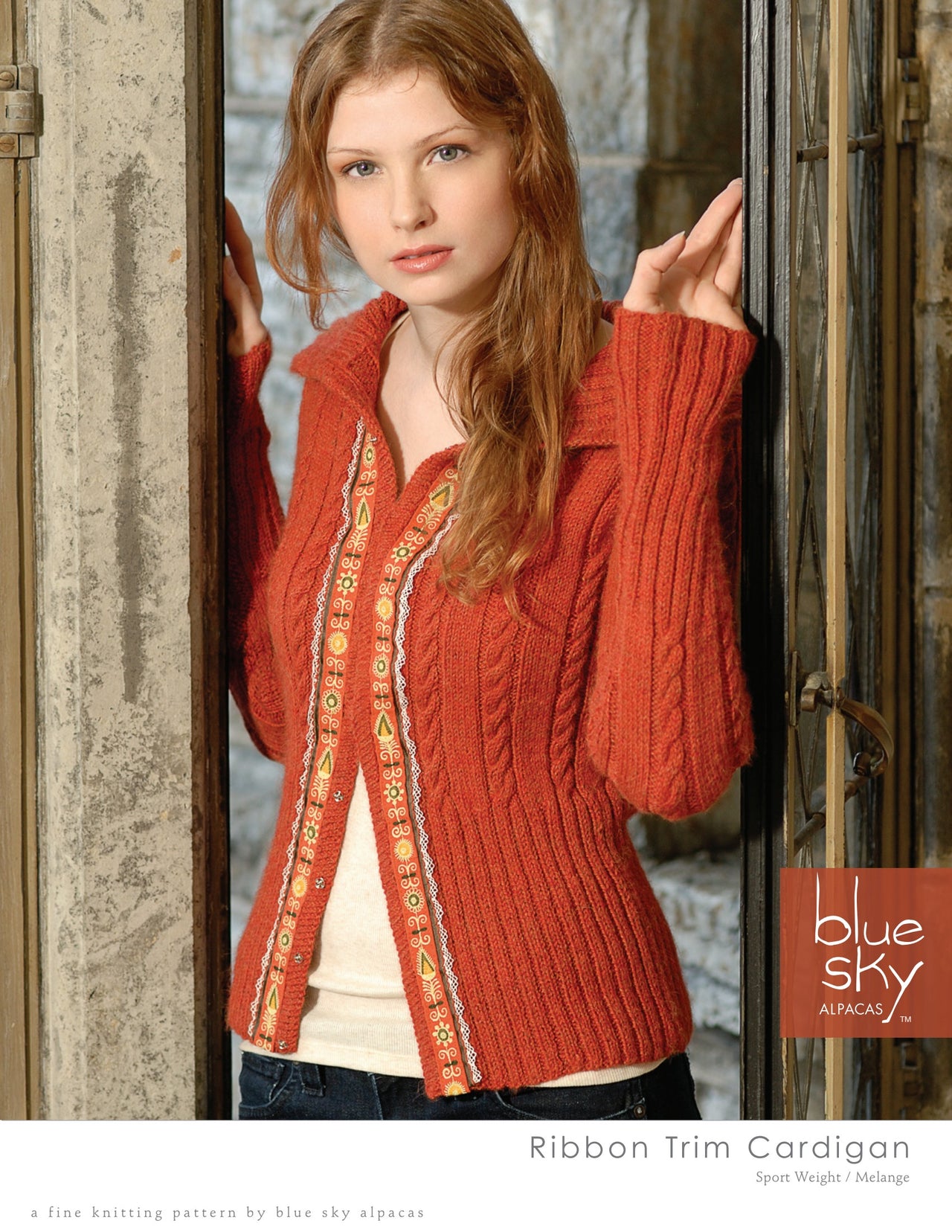 Blue Sky Fibers Ribbon Trim Cardigan PDF