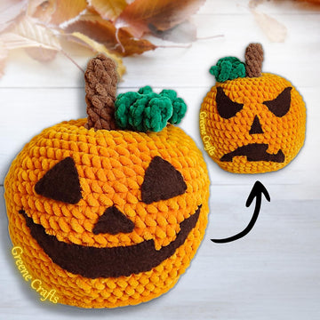 Reversible Halloween Plush Pumpkin Pattern - Plush Toy Crochet Pattern