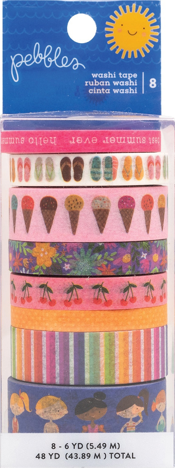 American Crafts Sun & Fun Washi Tape 8/Pkg - 621075
