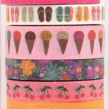 American Crafts Sun & Fun Washi Tape 8/Pkg - 621075
