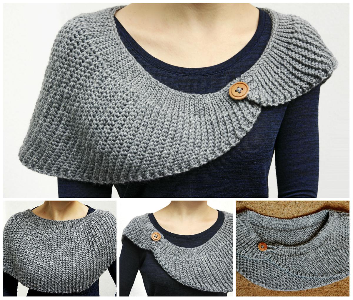 Knit-Look Half Moon Crochet Shawl. English and German Pattern