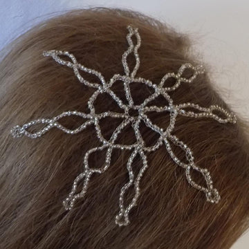 Wire Crocheted Snowflake with Beads