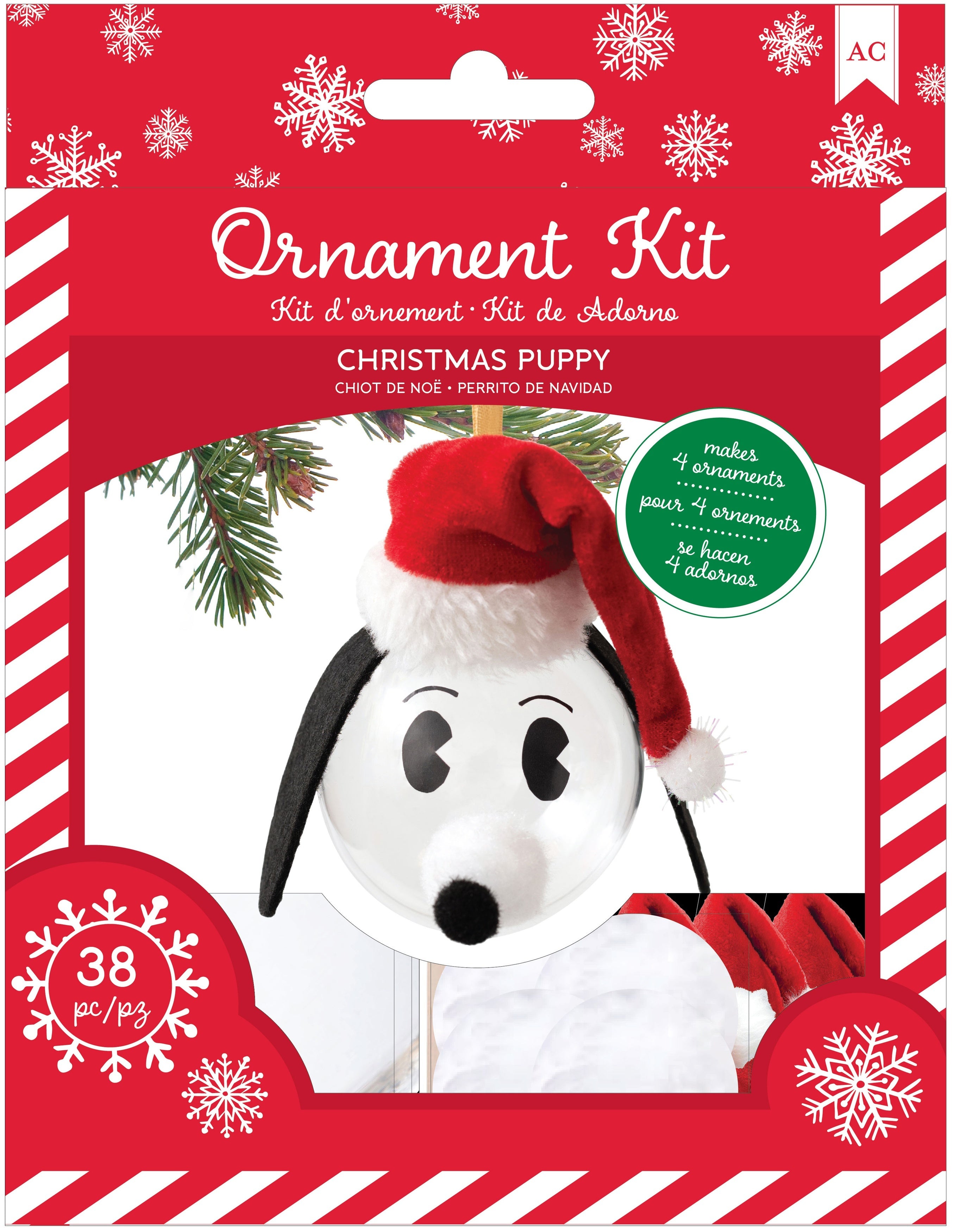 American Crafts AC Christmas Ornament Kit 4/Pkg - Christmas Puppy