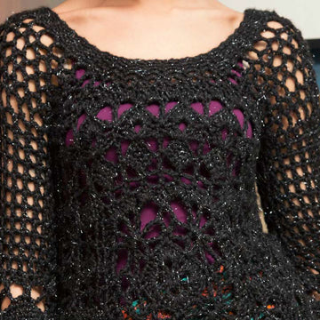 Date-Night Lacy Sweater in Red Heart Sparkle Soft - LW4740 - Downloadable PDF