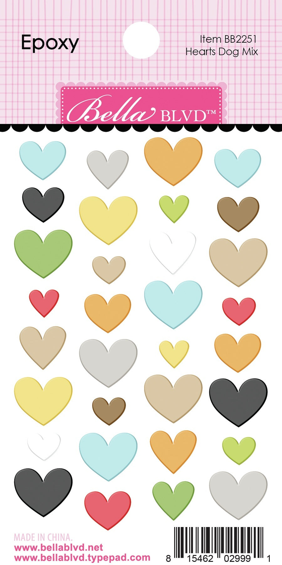 Doodlebug Cooper Epoxy Stickers - Hearts Dog
