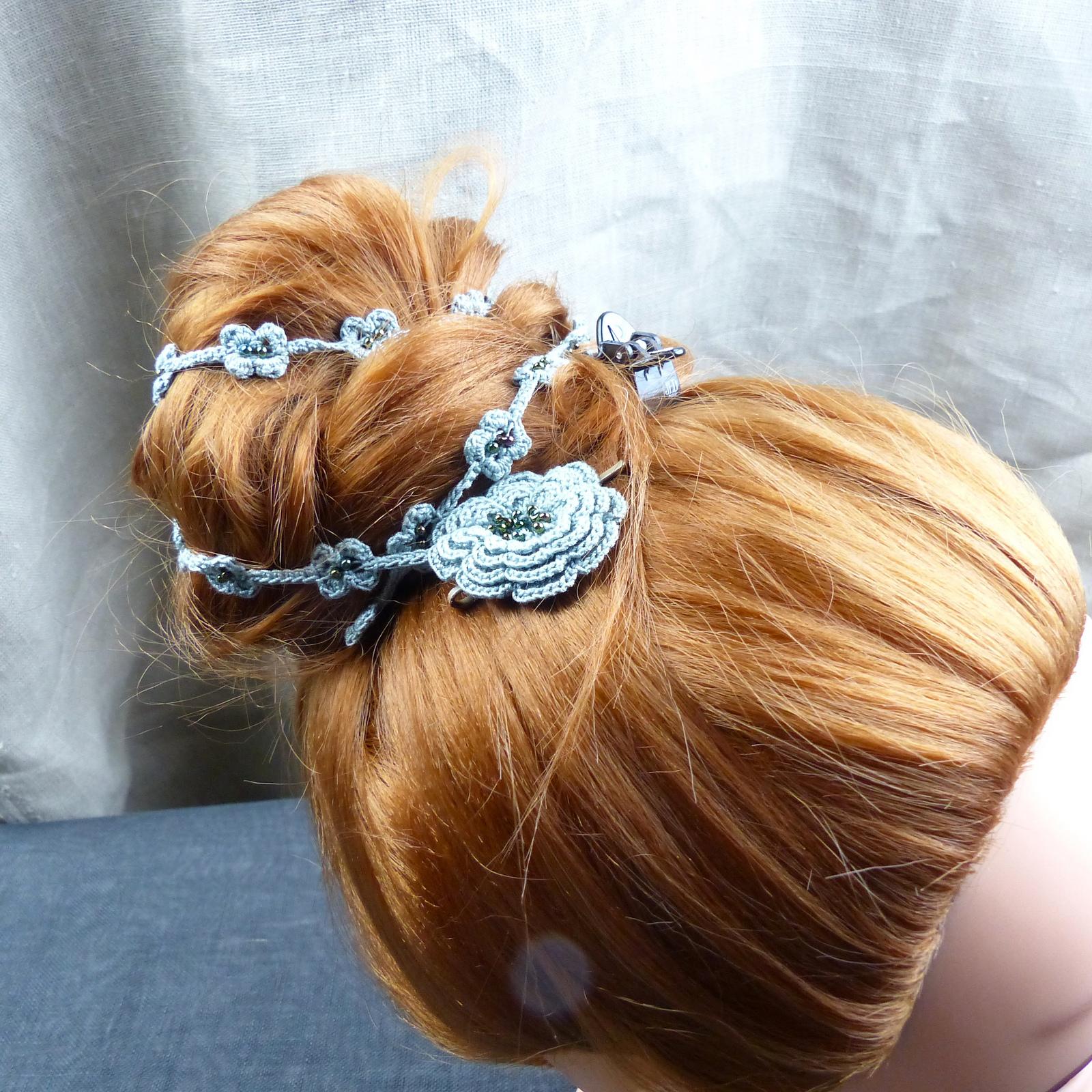 Hair jewel "Blue Flowers"