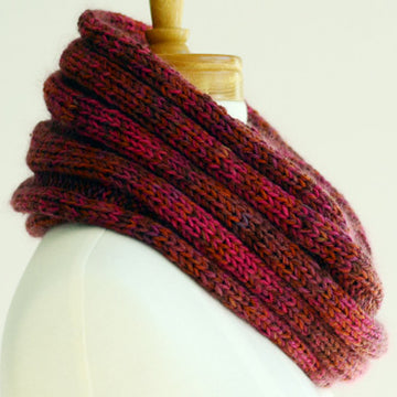 Five By Five Ribbed and Looped Infinity Cowl in SweetGeorgia Cashluxe Fine and Silk Mist - Downloadable PDF