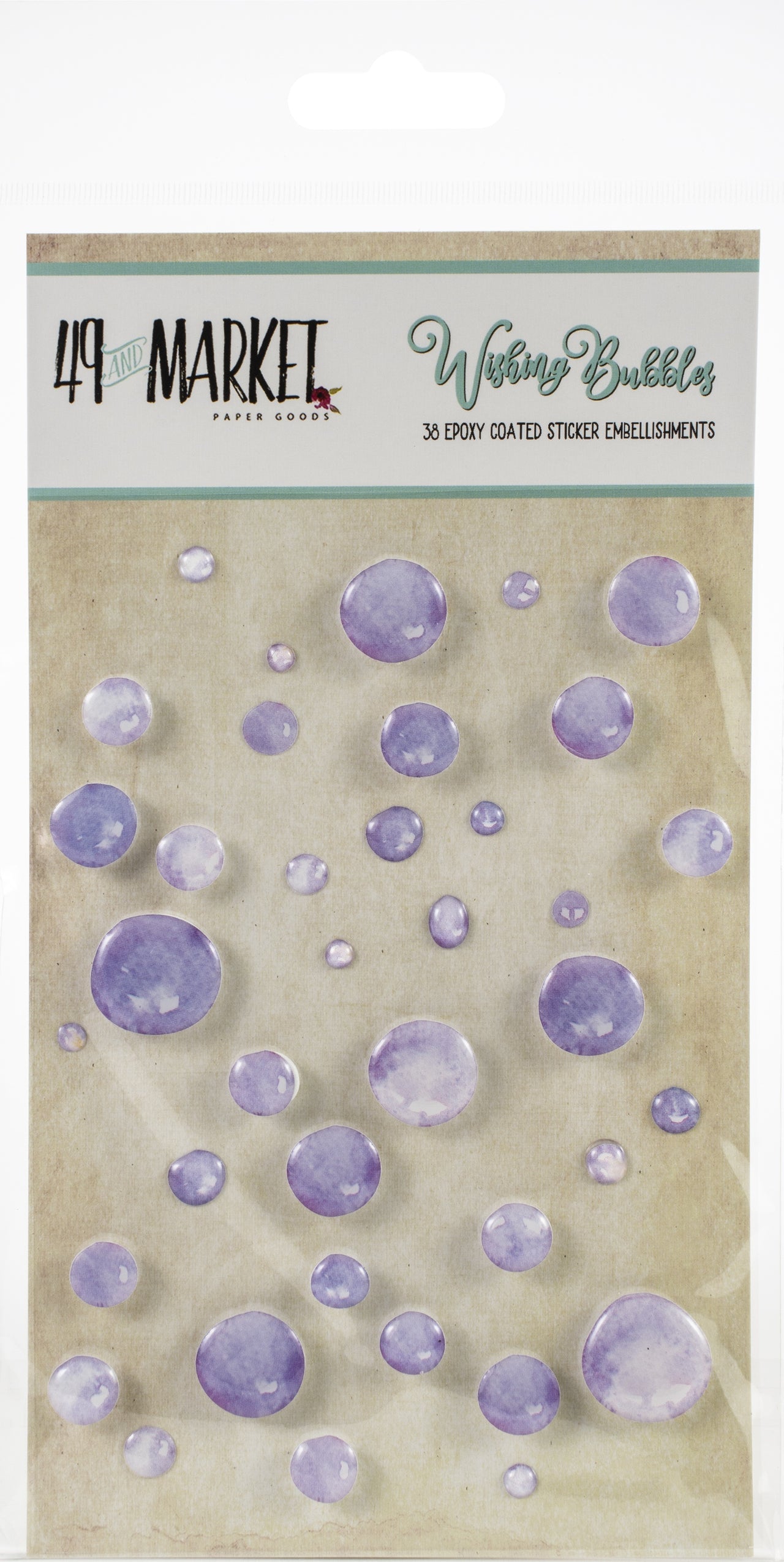 49 And Market Epoxy Coated Wishing Bubbles 38/Pkg - Grape Soda
