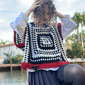 Black and white vest