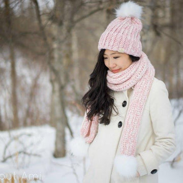 Snow Puff Ribbed Beanie & Scarf
