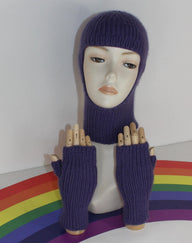 Adult & Teen Aran Rib Balaclava & Matching Gloves