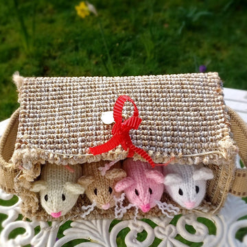 Little Mouse Family Creme Egg Cover Knitting Pattern DK Gift Charity knit EASY Easter Egg Hunt Milk Toy Cadburys Caramel Oreo Egg