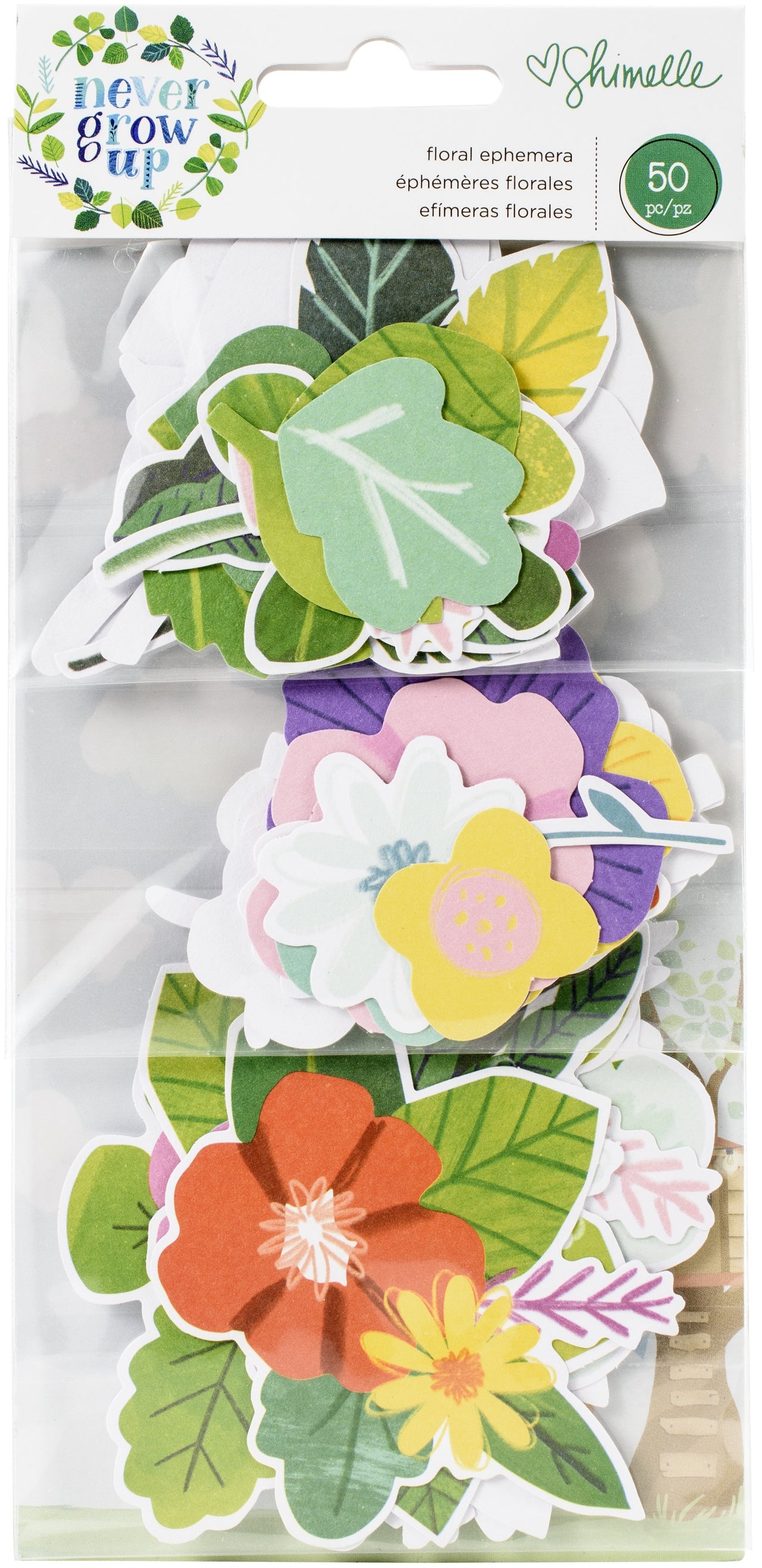 American Crafts Shimelle Never Grow Up Ephemera Cardstock Die-Cuts 50/Pkg - Floral