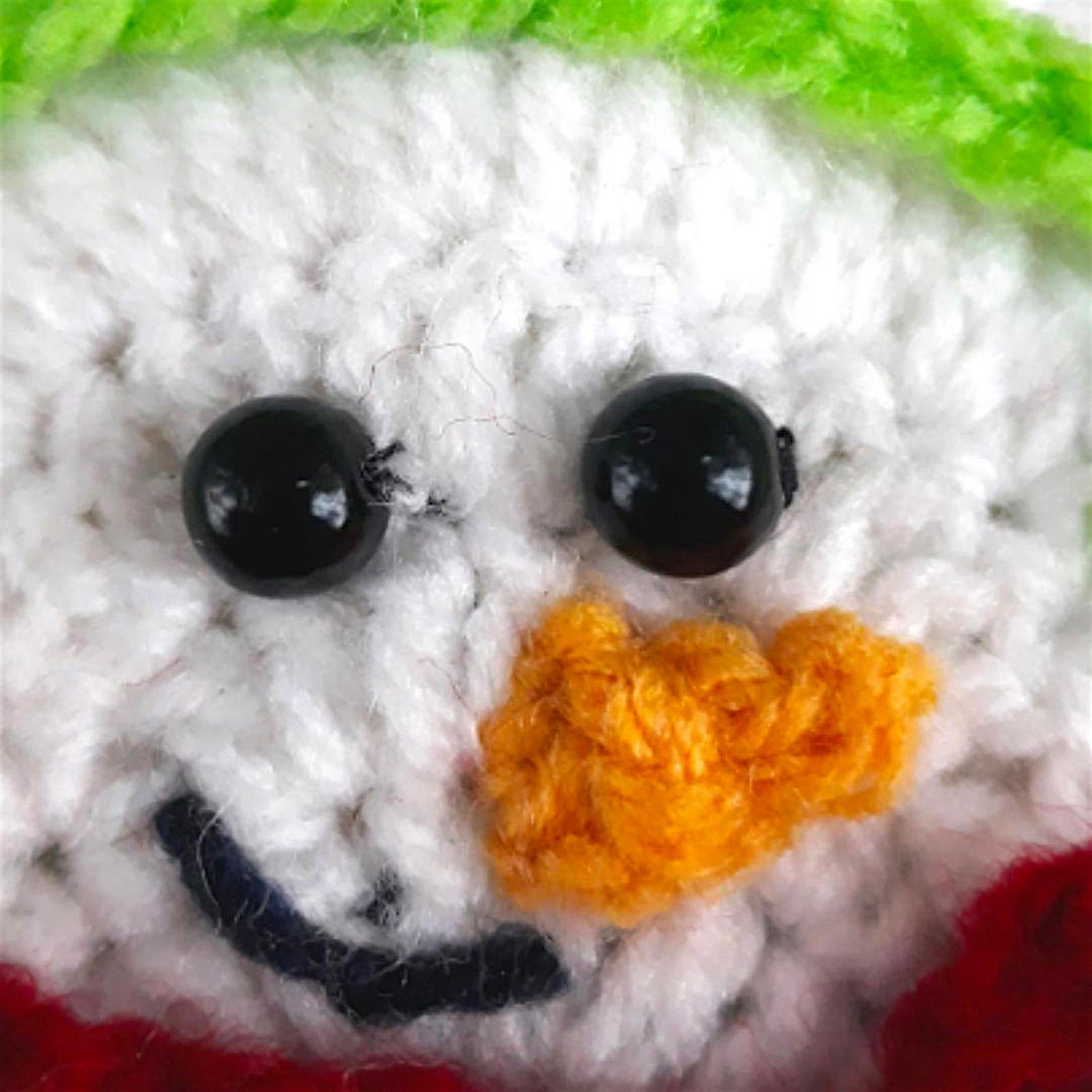 Christmas Crochet Snowman Pattern in Red Scarf and Headphones, Winter Amigurumi Ornament PDF, DIY Easy Toy Tutorial