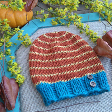 Golden Raintree striped beanie