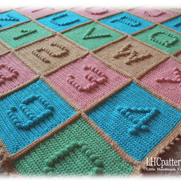Alphabet + Numbers Baby Toddler Blanket Playmat Crochet Pattern