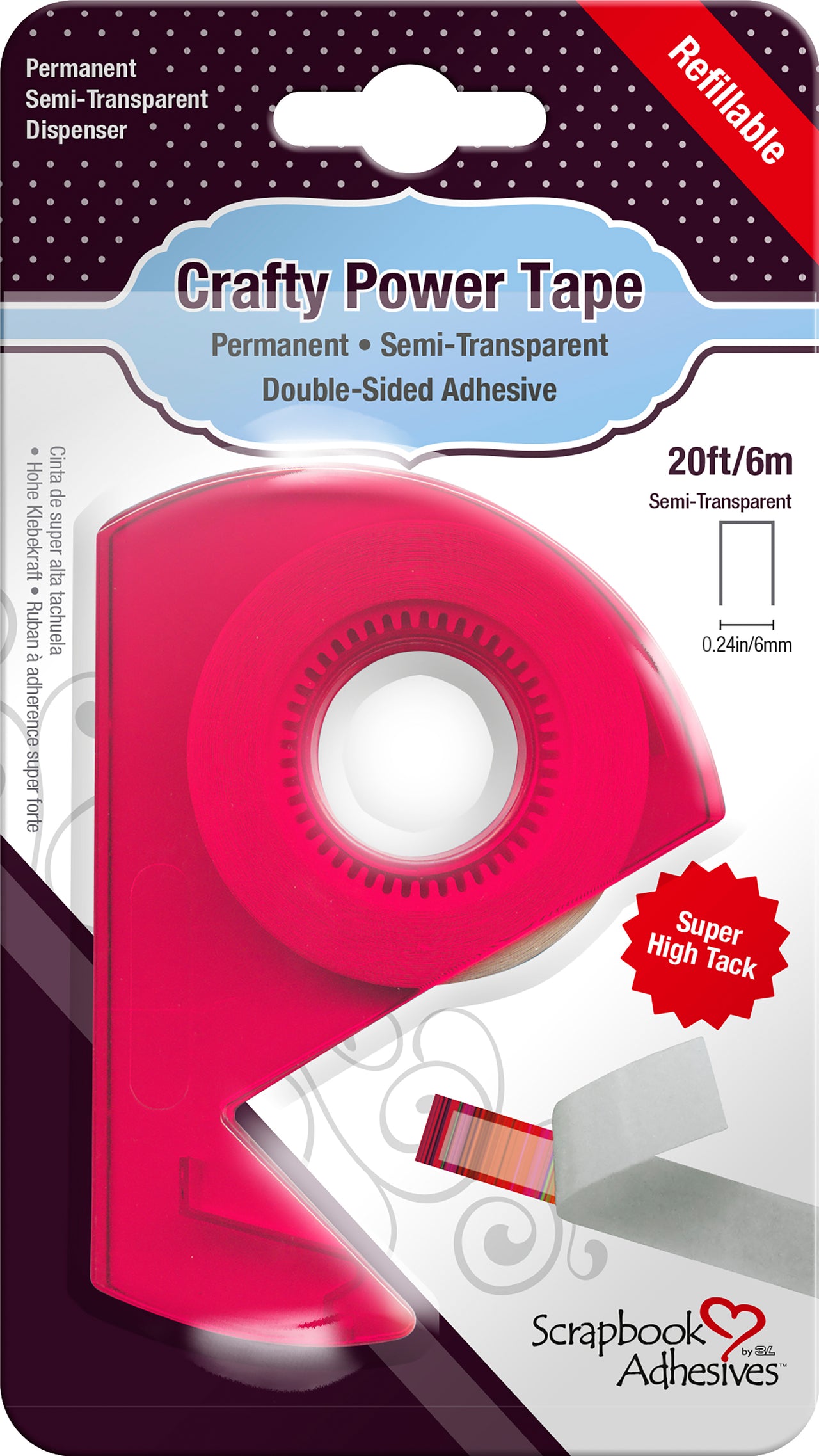 3L Scrapbook Adhesives Crafty Power Tape Dispenser - .25"X20'