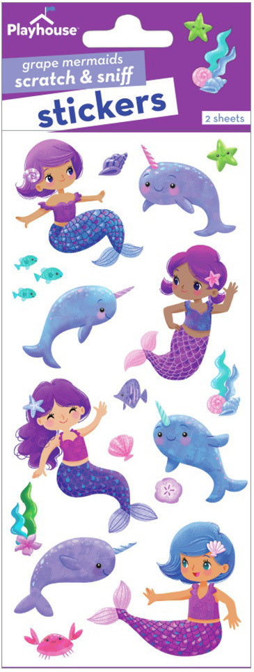 Paper House Scratch And Sniff Stickers - Grape Narwhals And Mermaids