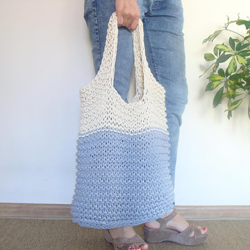 Two Color Slouchy Tote Bag
