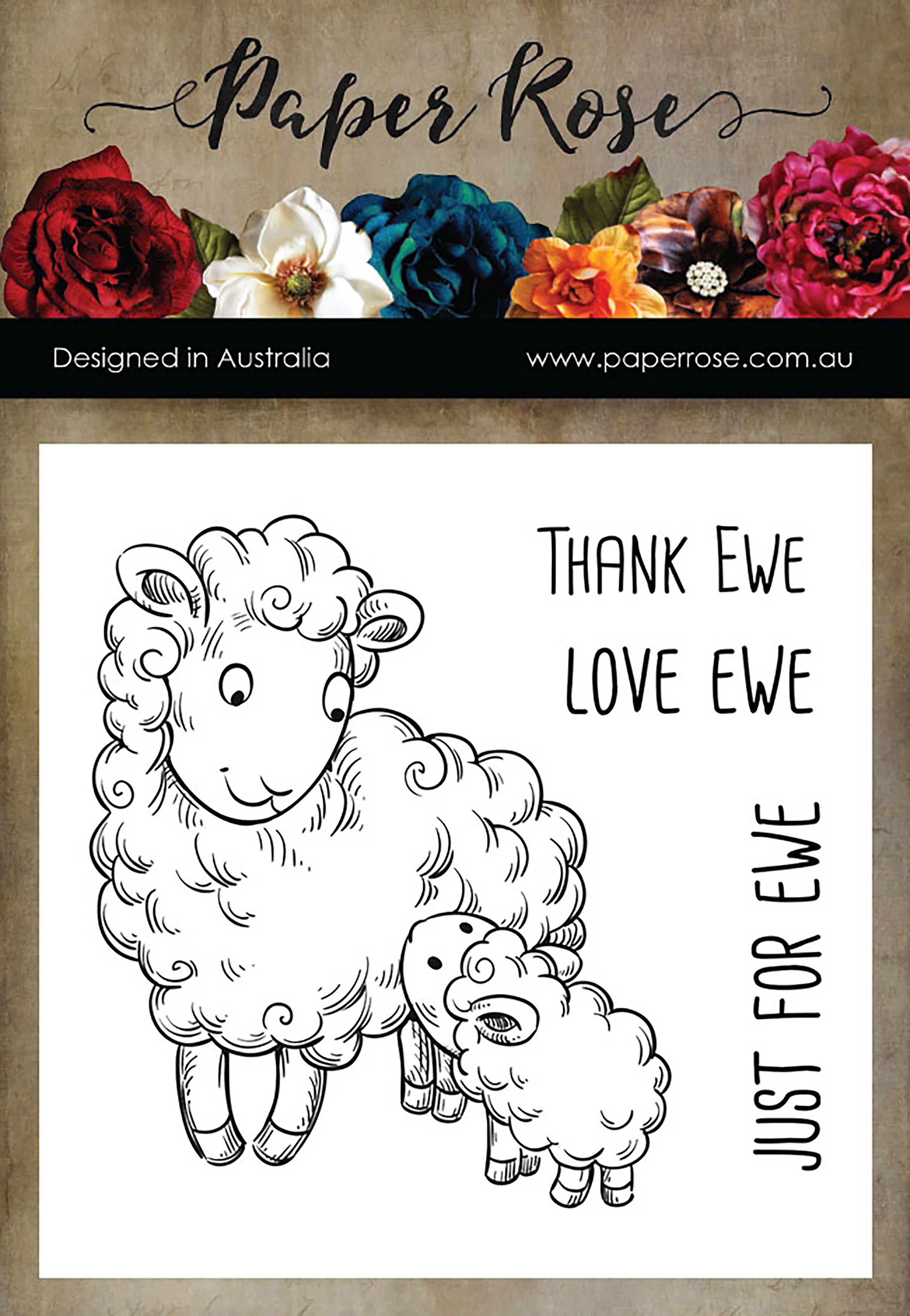 Paper Rose Cling Stamps - Thank Ewe