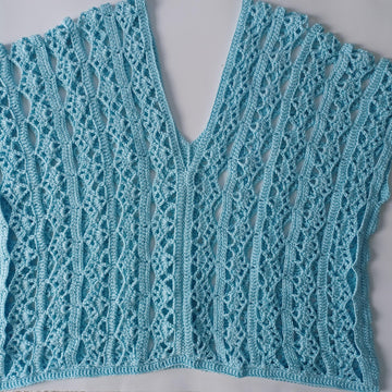 Ice Blue Crochet Lace Blouse