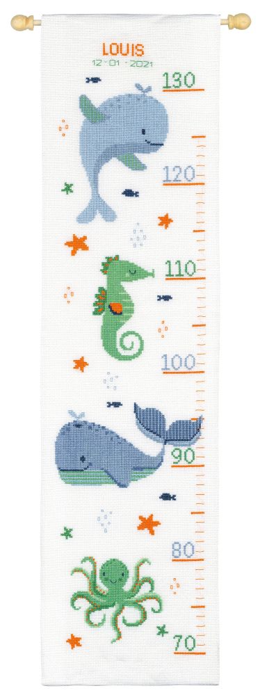 Vervaco Whales Fun Cross Stitch Kit - 18 x 70 cm