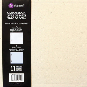 Prima Marketing Mixed Media Canvas Book 9"X7.5"X2" - (5) Canvas Pages & (5) Plastic Sleeves