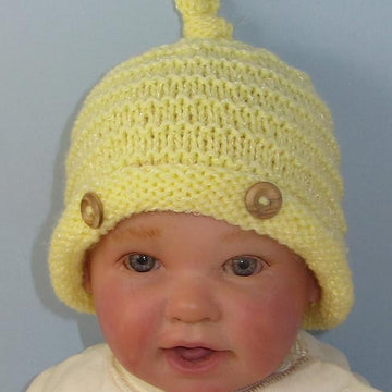 Baby Roll Brim Stripey Topknot Beanie Hat