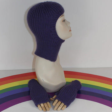 Adult & Teen Aran Rib Balaclava & Matching Gloves