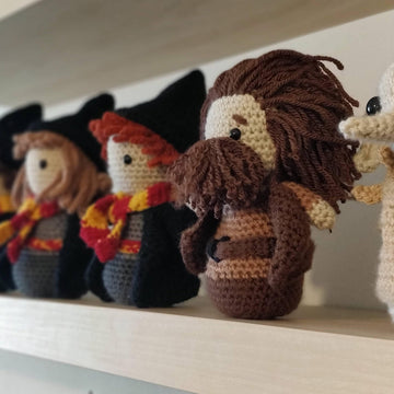 Harry Potter Gryffindor Hogwarts amigurumi crochet pattern set collection Hermione Granger Ron Weasley Hagrid Severus Snape Dumbledore Dobby