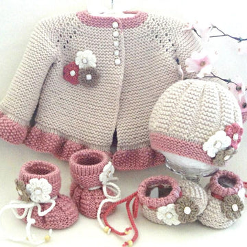 Knitting Baby Jacket Hat and Shoes Baby Set Anna Pattern