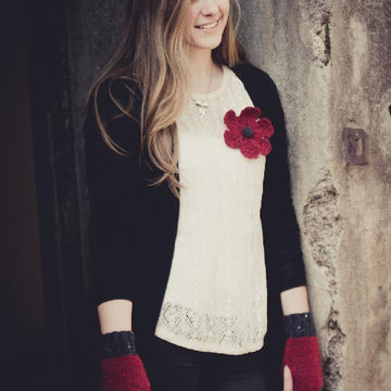 Poppy Rose Brooch and Mitts - Hc09