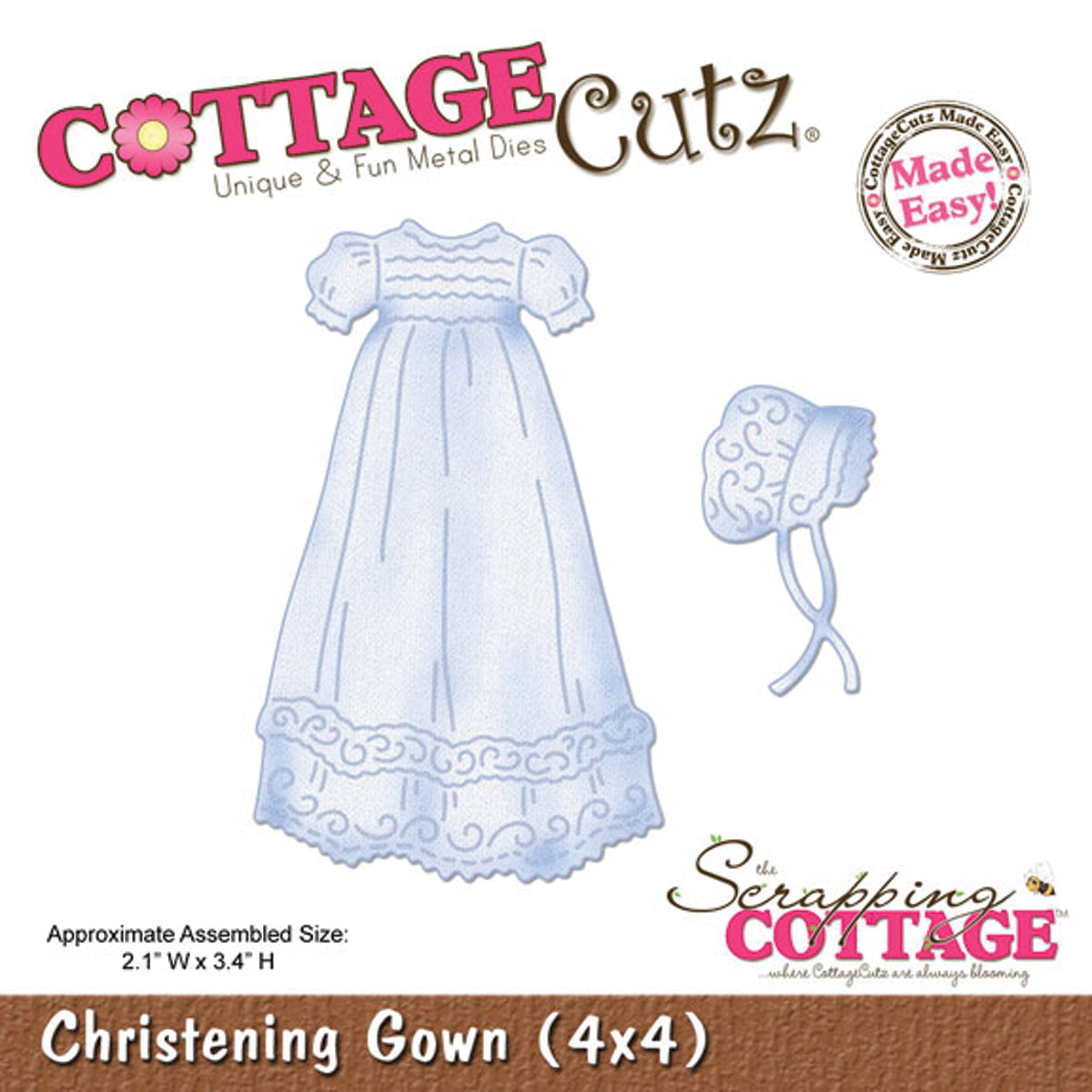 CottageCutz Dies - Christening Gown 2.1"X3.4"