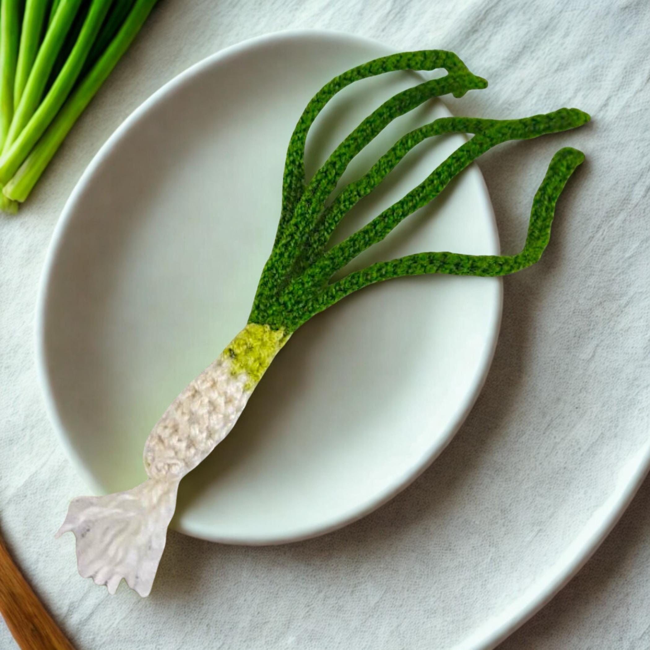 Green Onion Crochet Food: Miniature Vegetable Crochet Pattern (PDF)
