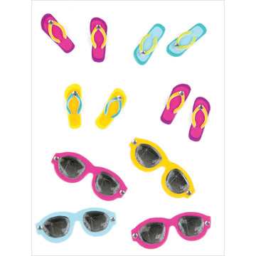 Jolee's Boutique Dimensional Embellishments 12/Pkg - Flip-Flops & Sunglasses