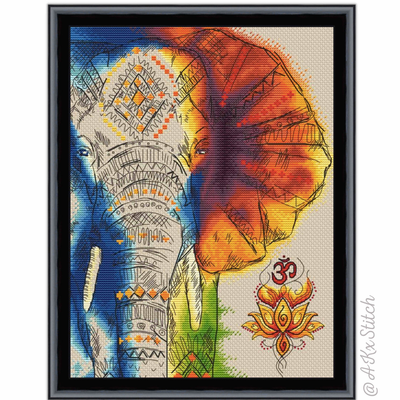 OM Elephant Cross Stitch PDF Pattern