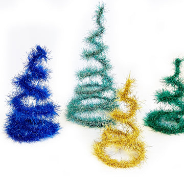 Crochet Christmas Tree Pattern - Mini Tinsel Trees, Tabletop Xmas Decor, Easy Beginner Pattern