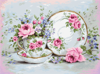 Luca-S Trio with Blooms Cross Stitch Kit - 48cm x 35cm