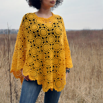 Sunflower crochet poncho tunic
