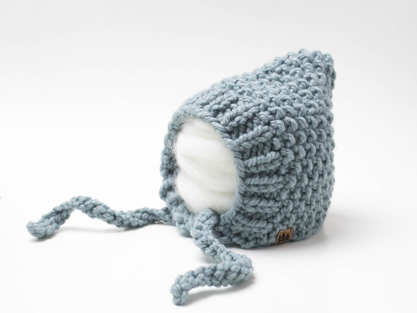 Chunky Seed Stitch Pixie Bonnet Hat Baby Children