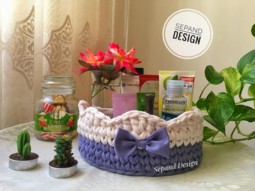 Zpagetti (t-shirt) yarn basket- center circle with Dalbor Edge