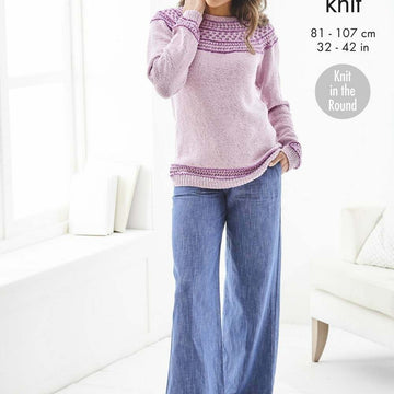 Ladies Sweater in King Cole Finesse Cotton Silk DK - P6164 - Leaflet