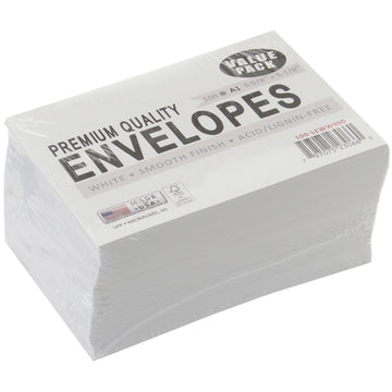 Leader Paper Products Leader A1 Envelopes (3.625"X5.125") 100/Pkg - White